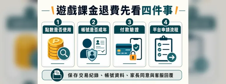 未成年退款怎麼辦？線上遊戲課金退費條件、流程與申訴方式