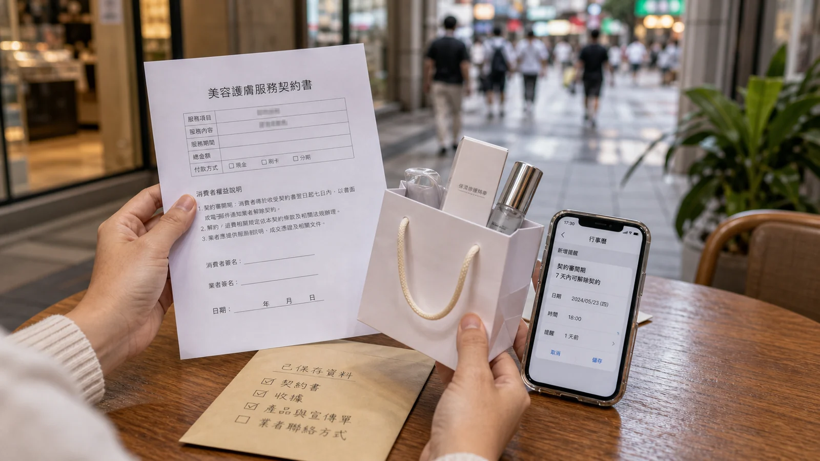 街頭推銷美容課程契約檢查情境