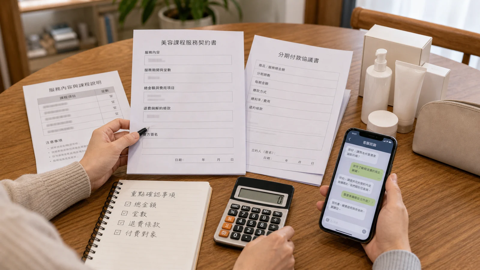 美容契約和分期文件檢視情境