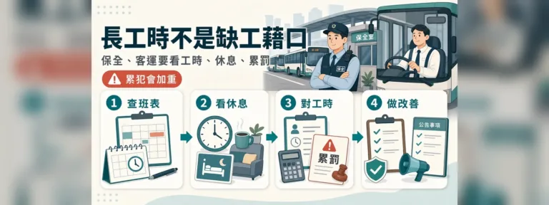 保全、客運長工時為什麼常被罰？累罰、行政救濟與法遵服務