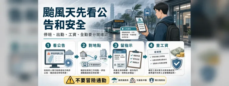 颱風天停班，公司還叫我上班可以不去嗎？工資、全勤、通勤職災一次看