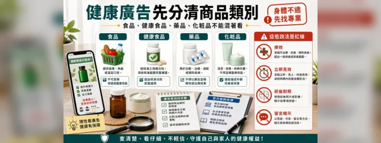 保健食品與健康廣告查核指南：療效、除皺、生髮、抗痘別亂信