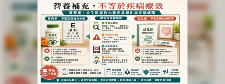葉黃素、益生菌可以宣稱改善視力或治療疾病嗎？