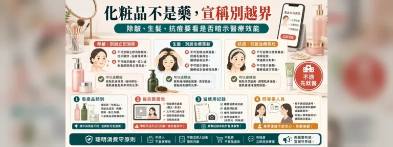 化粧品可以宣稱除皺、生髮、抗痘立即見效嗎？