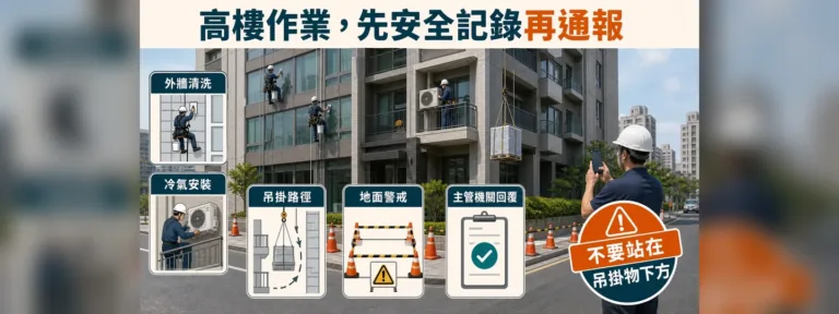 高樓清洗、冷氣安裝沒有安全措施，可以檢舉嗎？