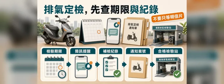 機車排氣定檢忘記做會怎樣？簡訊提醒、罰鍰與補檢一次看