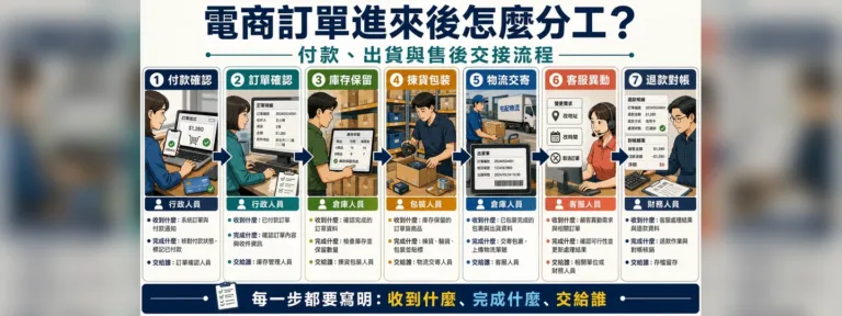 電商訂單進來後怎麼分工？傳統產業先排付款、出貨與售後