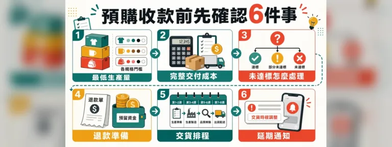 還沒量產可以先預購嗎？先確認最低生產量、退款與交貨
