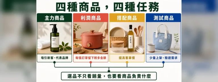 選品電商怎麼經營品牌？先把商品分成主力、利潤、搭配與測試