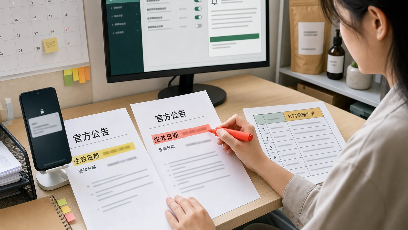 電商人員查閱平台官方規則與生效日期