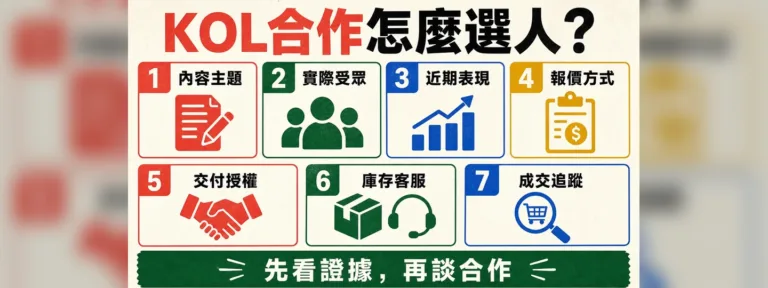 KOL合作怎麼選人？受眾、內容、報價與成交追蹤7項檢查