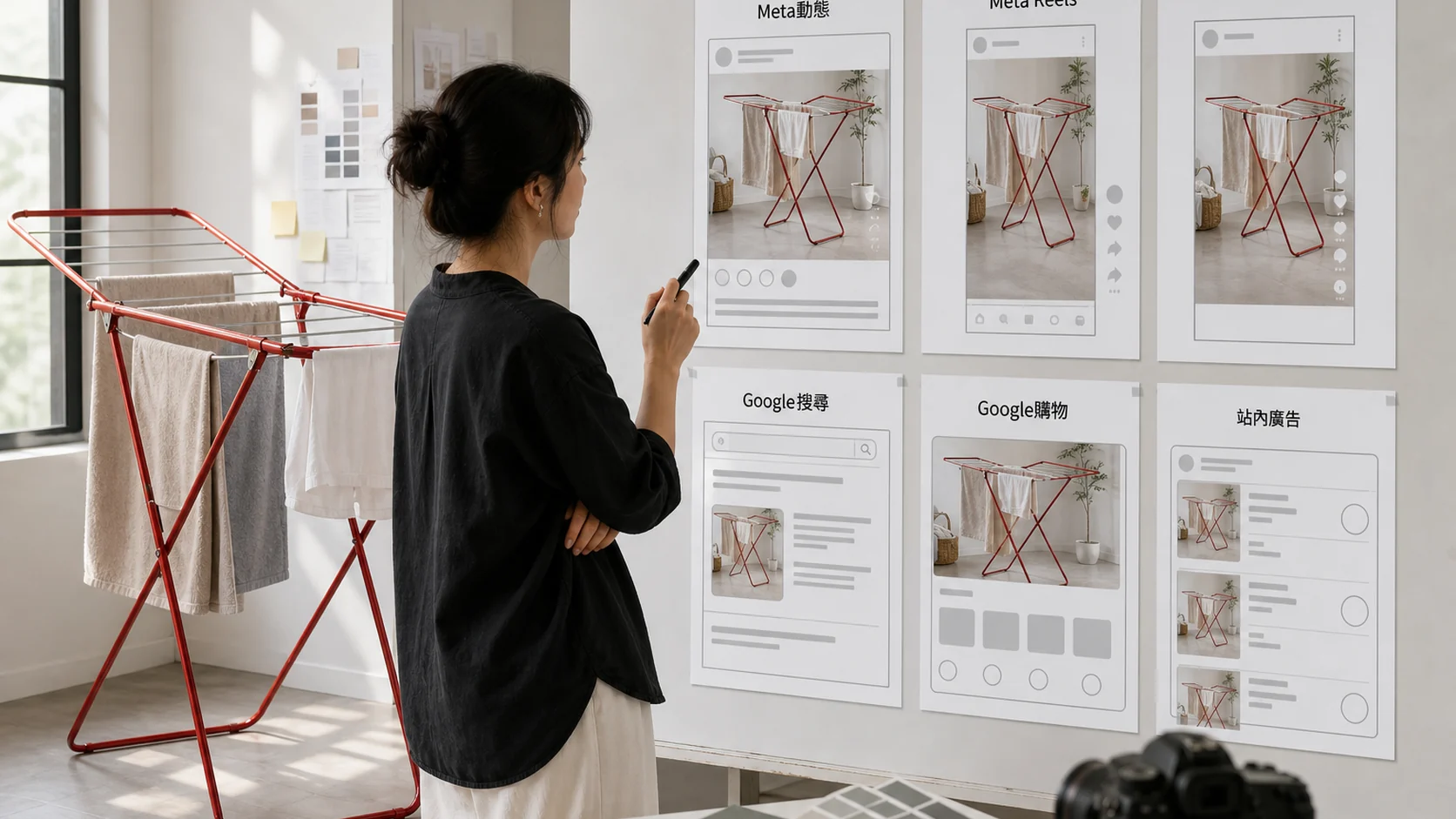 同一商品依六種廣告版位重新安排素材與訊息