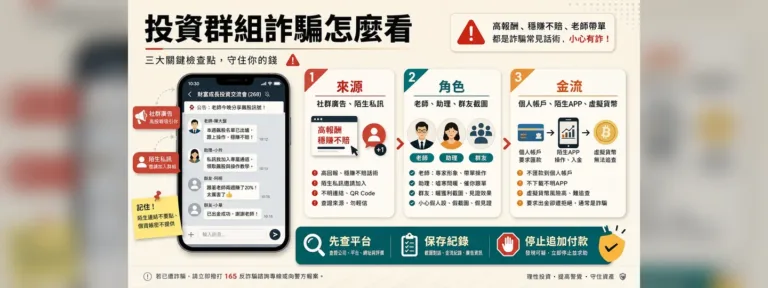 投資群組詐騙怎麼判斷？老師、助理、獲利截圖先看這幾點