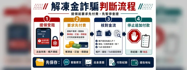 解凍金詐騙怎麼判斷？平台提領受阻先停匯