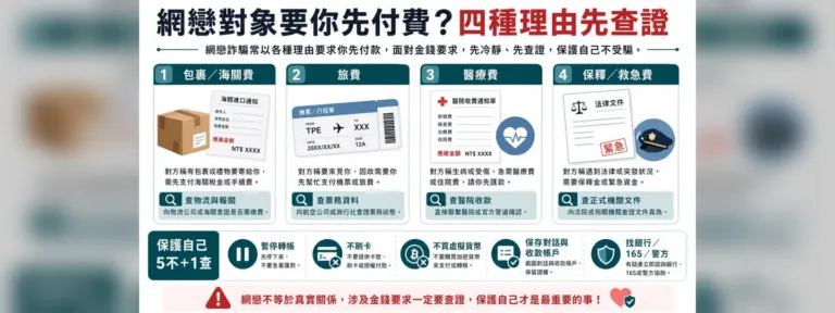 愛情詐騙包裹、旅費、醫療費要先付？匯款前先查這些事