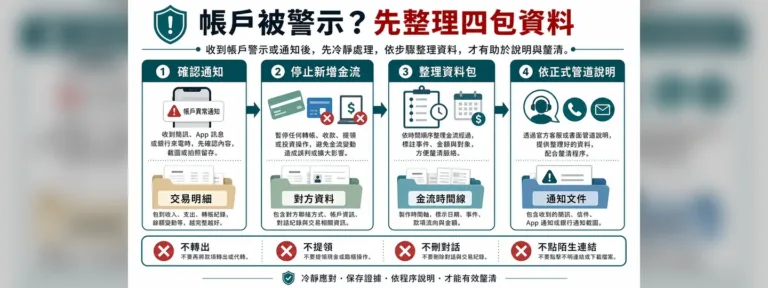 帳戶變警示帳戶怎麼辦？交易明細和對話紀錄先整理