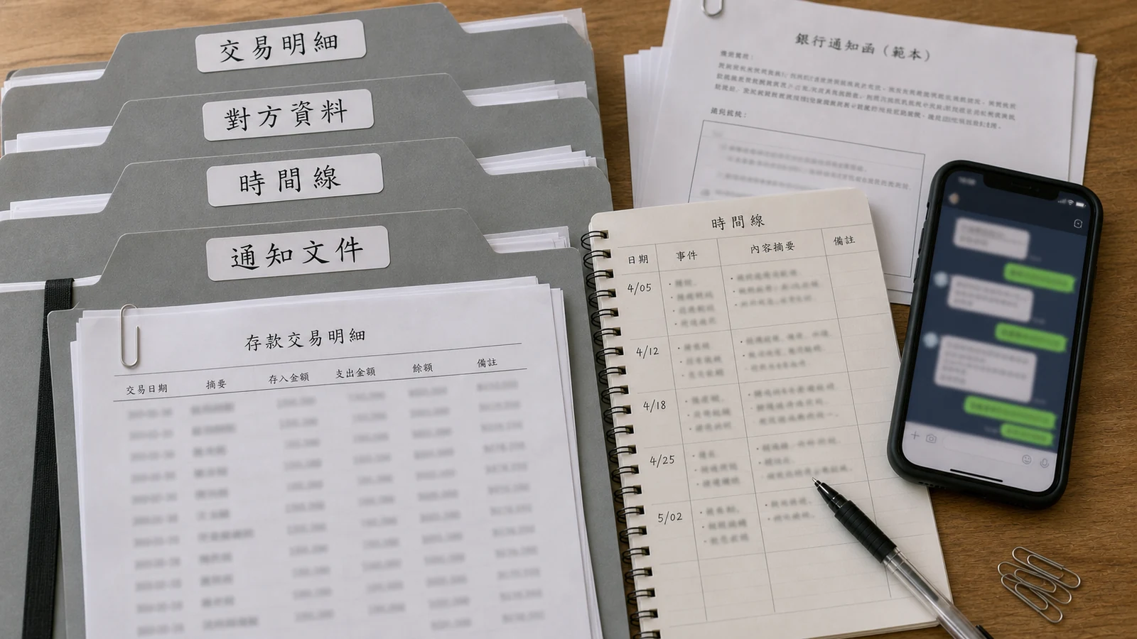 警示帳戶通知與文件整理情境