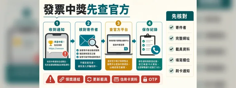 發票中獎詐騙簡訊怎麼看？領獎連結、郵件、帳戶資料先查官方