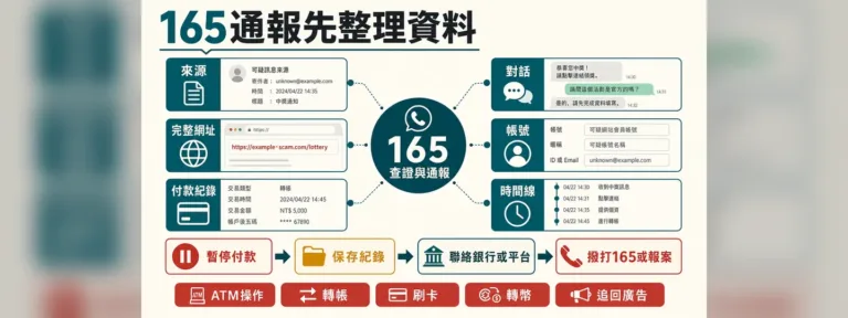 165詐騙通報要準備什麼？網址、帳號、匯款紀錄和時間線先留好