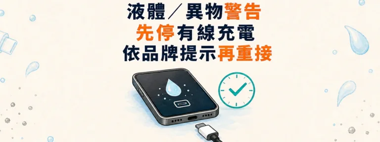 iPhone、Pixel或Galaxy跳出液體／異物偵測警告，何時可以再充電？