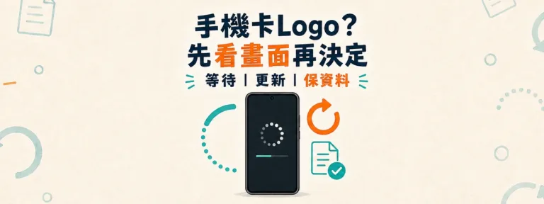 手機一直重開機或卡在蘋果／品牌Logo，該先更新、重置還是保資料？