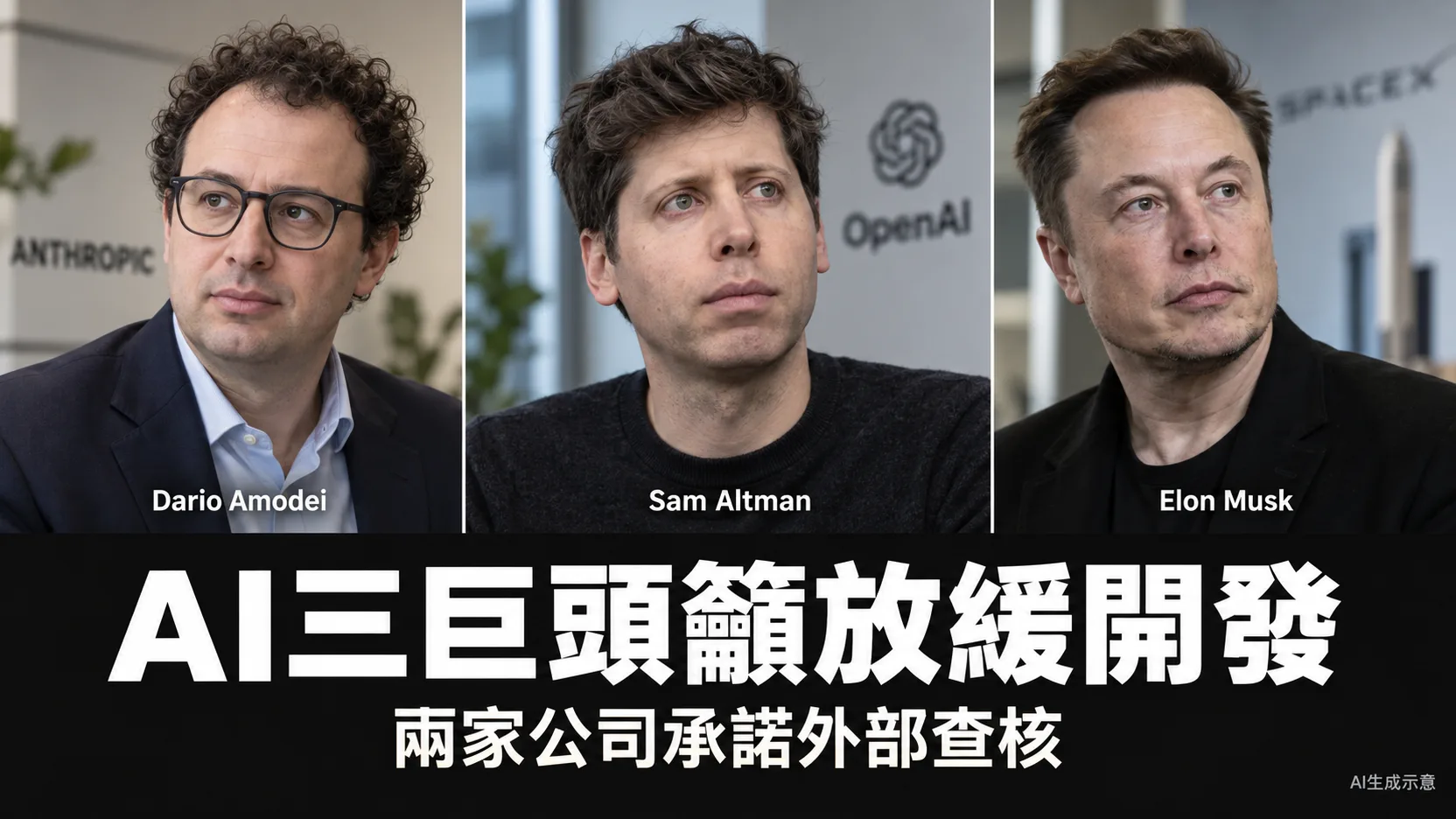 AI三巨頭籲放緩開發，Amodei與Altman承諾外部查核