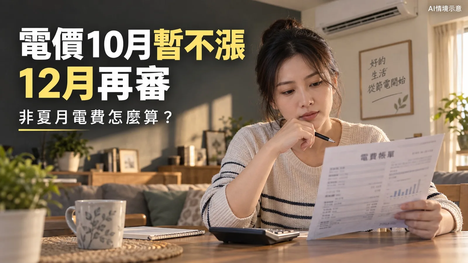 電價10月暫不漲、12月再審！高用電家庭會多繳嗎？非夏月電費試算