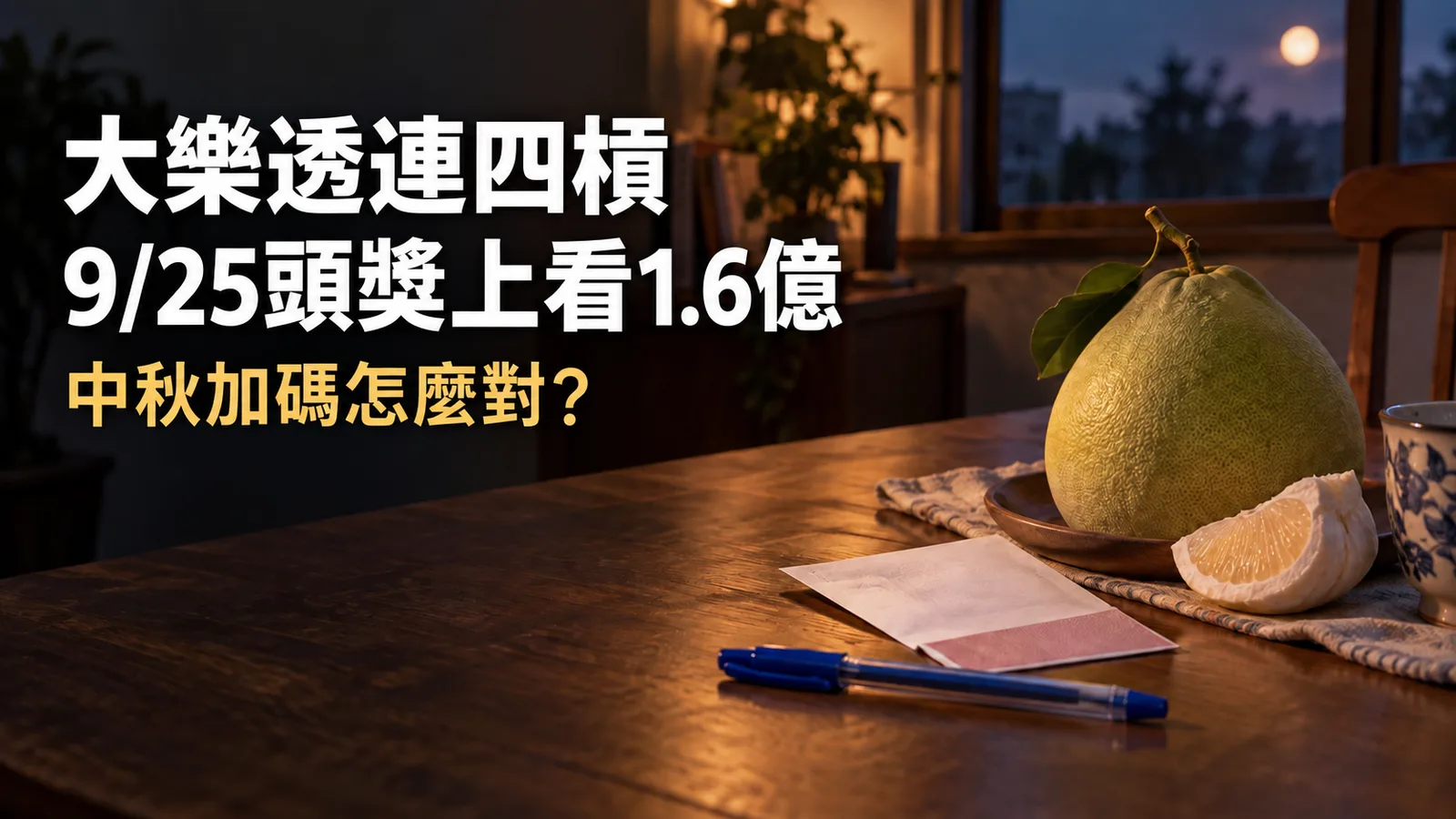 大樂透連四槓！9月25日頭獎估1.6億元，中秋加碼與民俗祈願怎麼看