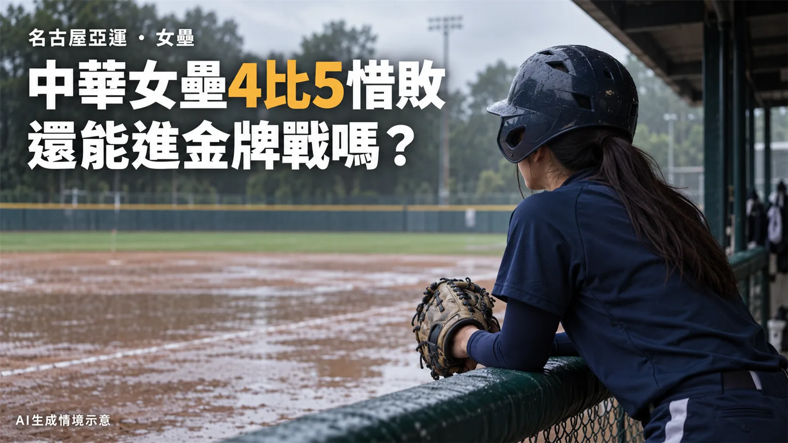 亞運女壘4比5負中國，還能進金牌戰嗎？台日關鍵戰與雨延後轉播