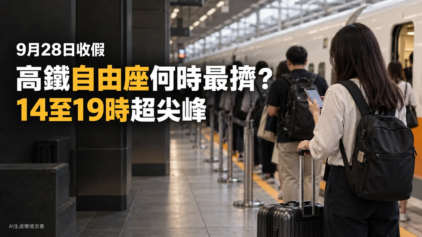 高鐵自由座9月28日何時最擠？14至19時超尖峰，收假交通怎麼選