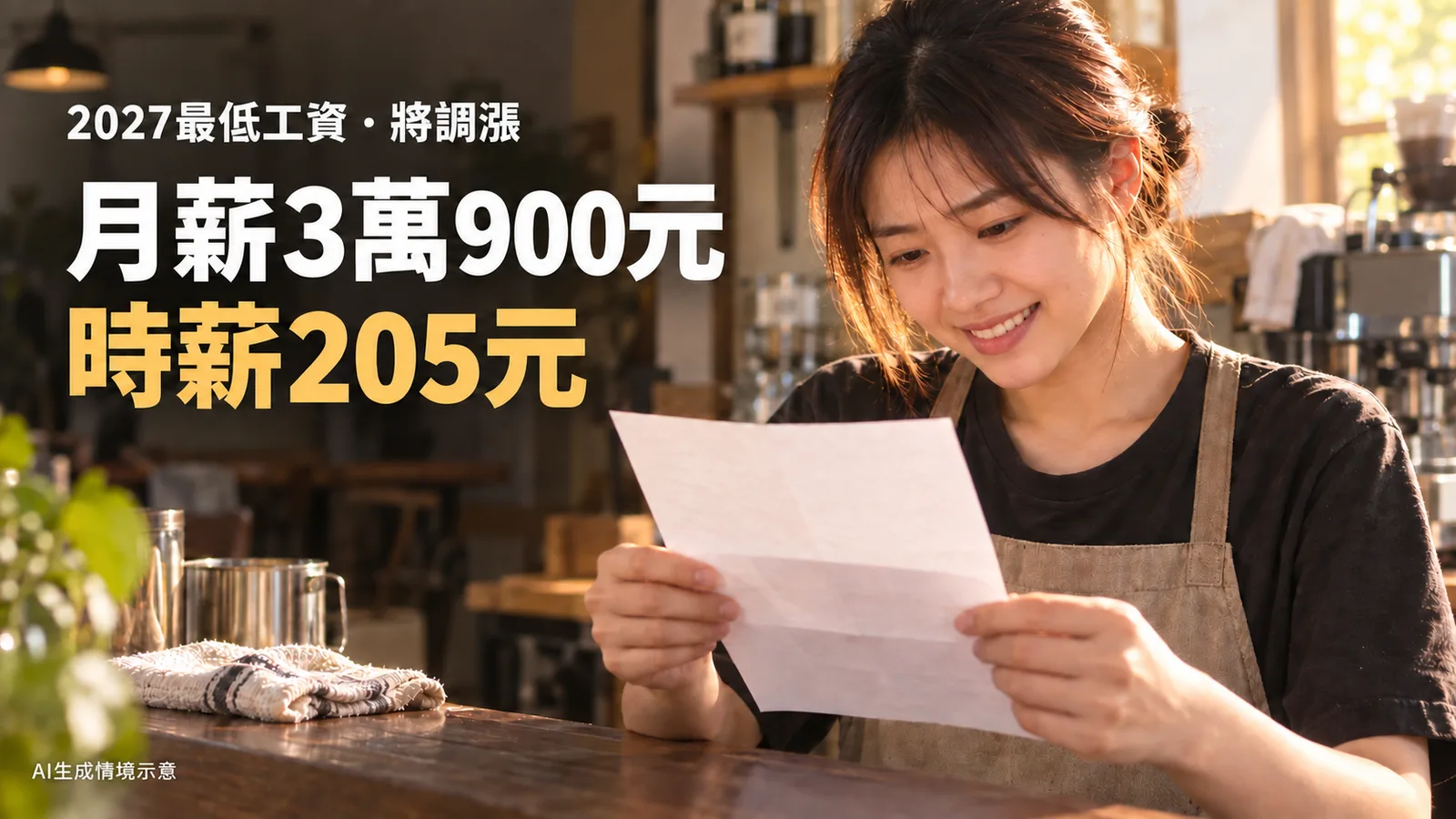 2027年最低工資審議調漲月薪3萬900元、時薪205元，何時生效？
