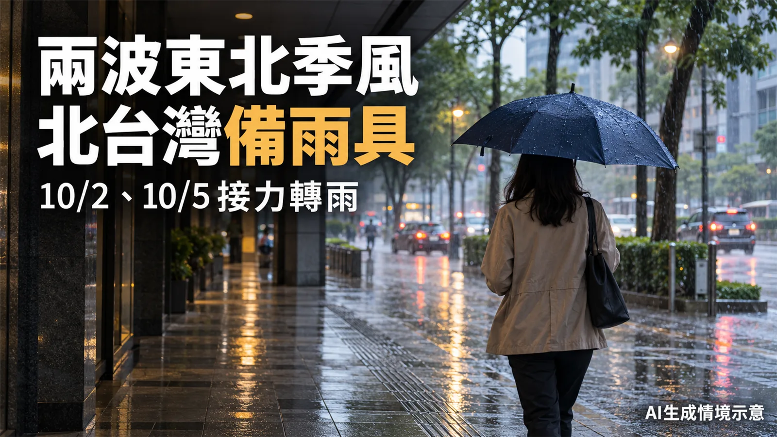 兩波東北季風10/2、10/5接力　北台灣通勤備雨具，宜蘭週末仍有雨