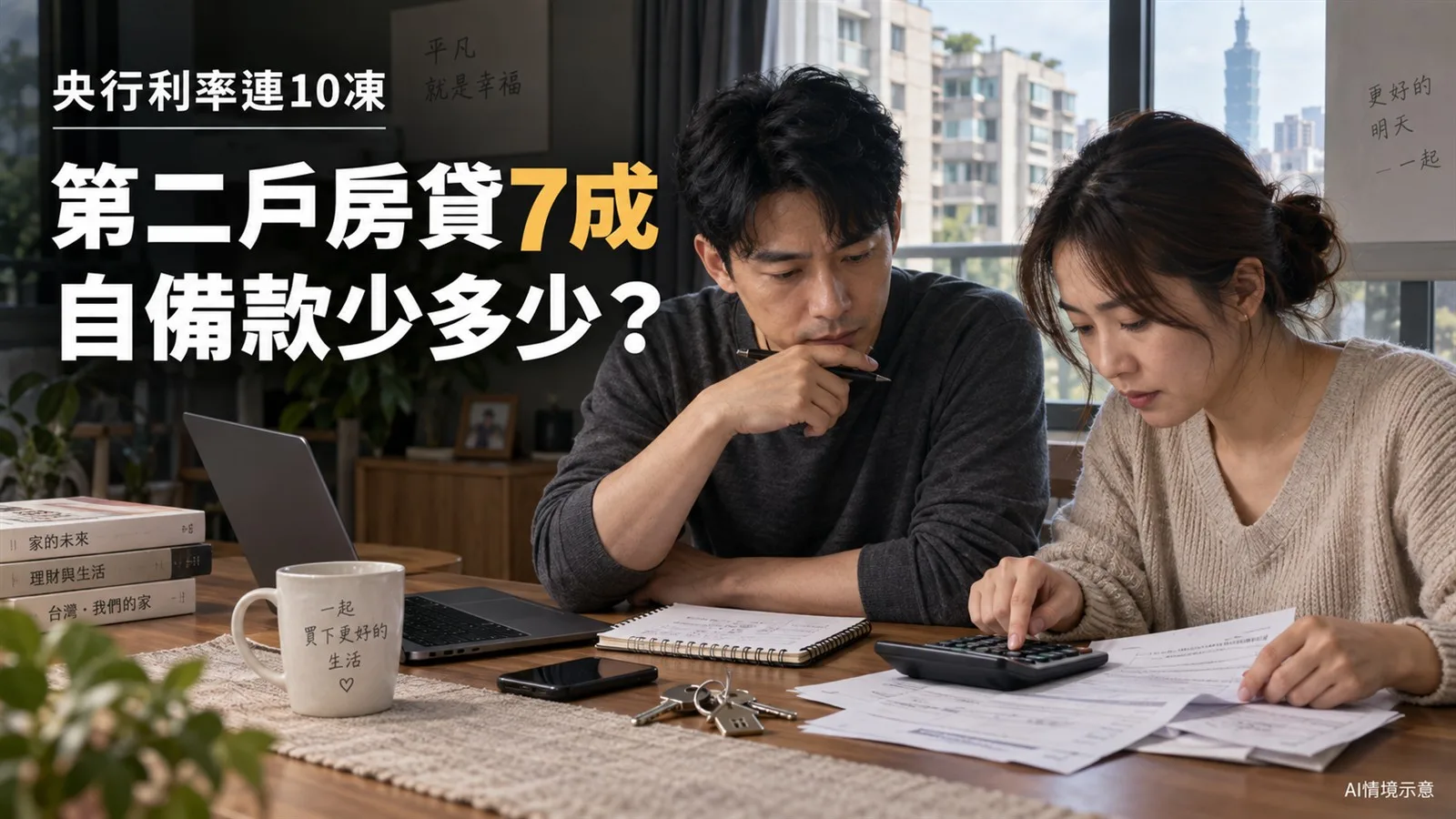 央行利率連10凍、第二戶房貸放寬7成！換屋自備款少多少？月付金與18個月條件試算