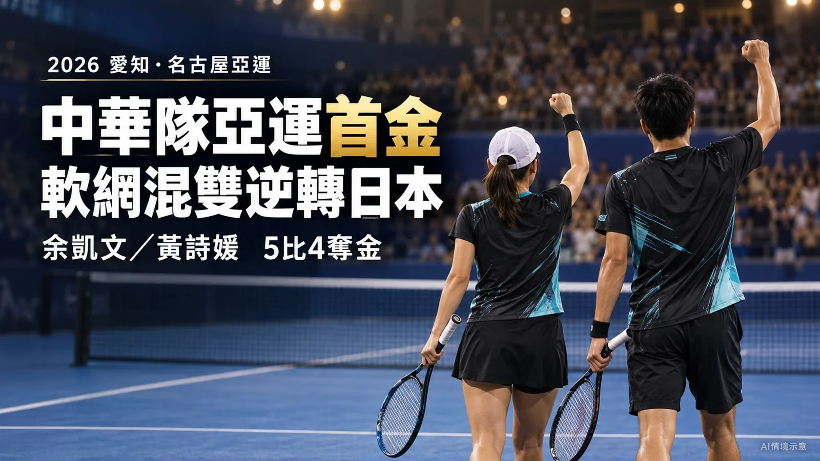 2026亞運首金！余凱文／黃詩媛5比4逆轉日本，軟網混雙奪金歷程與比分