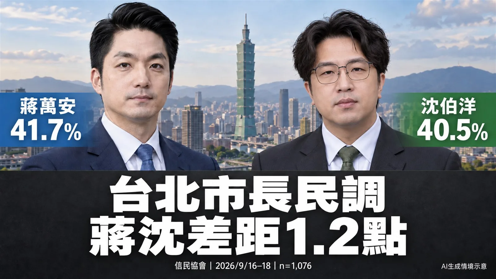 台北市長最新民調差1.2點：沈伯洋逼近蔣萬安，洋流改變了什麼？