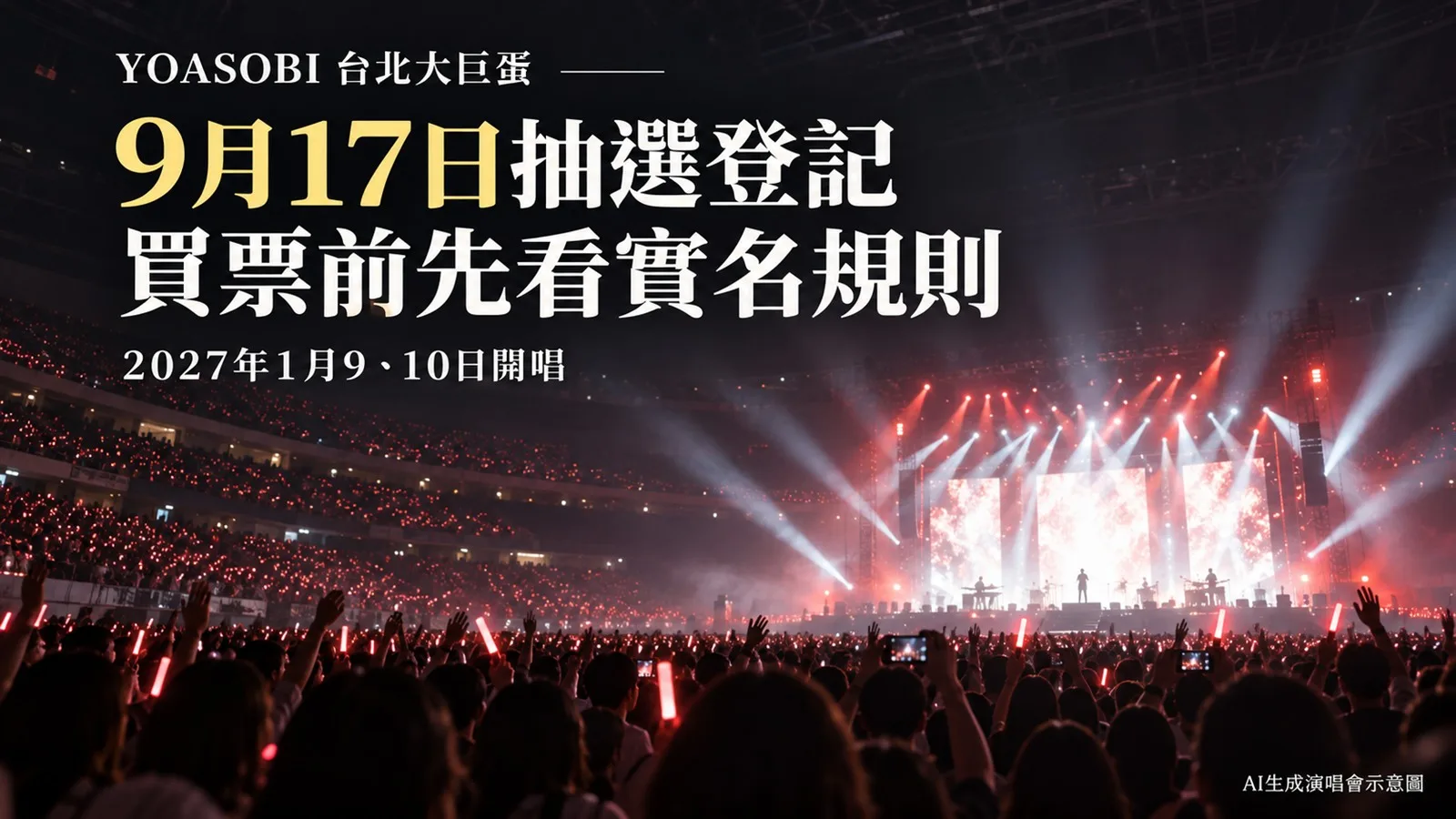 YOASOBI大巨蛋演唱會怎麼買票？9月17日抽選登記，票價、CUBE優先購與實名制攻略