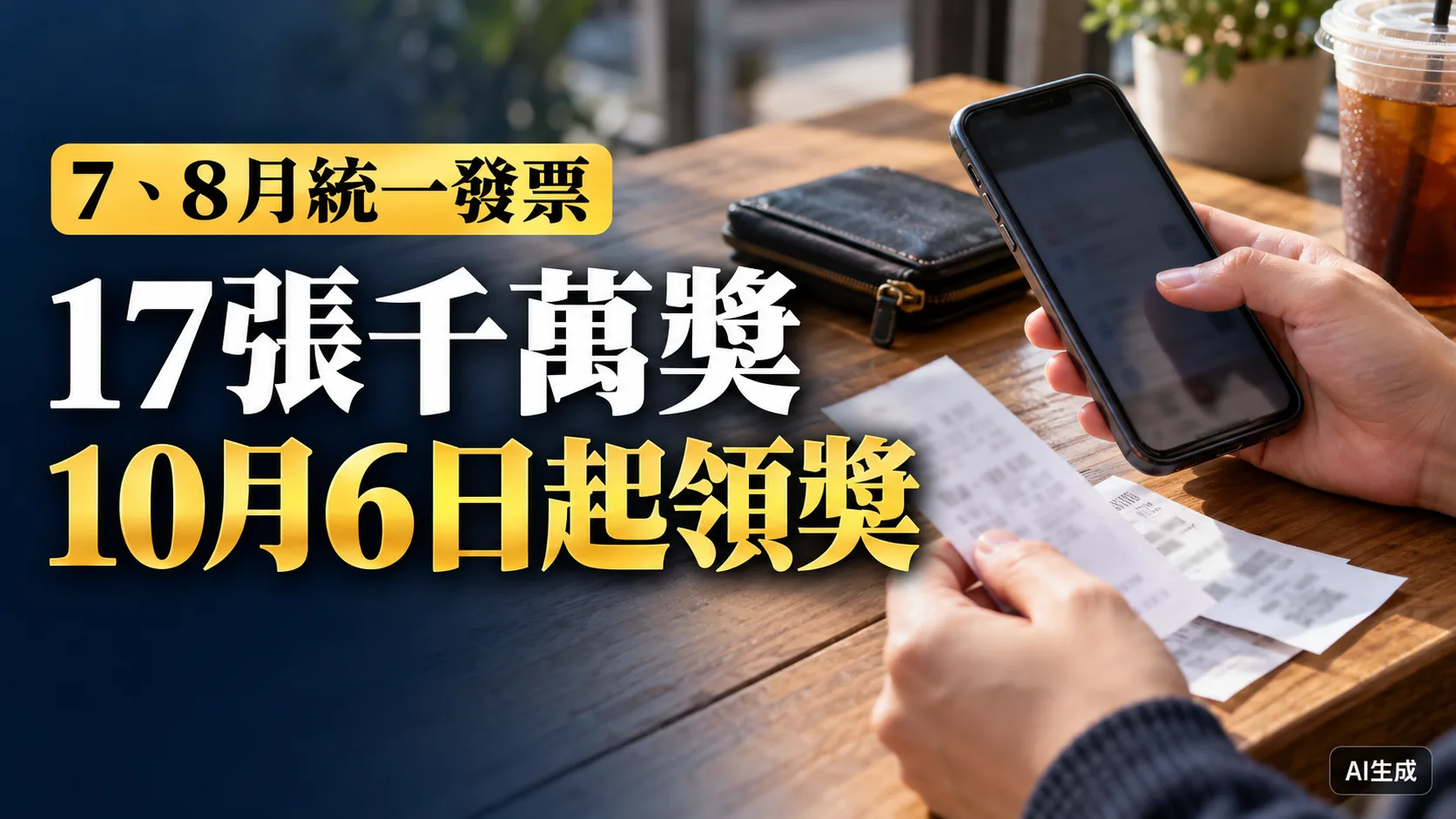 7、8月發票10月6日起領獎　17張千萬獎、11張200萬獎開出