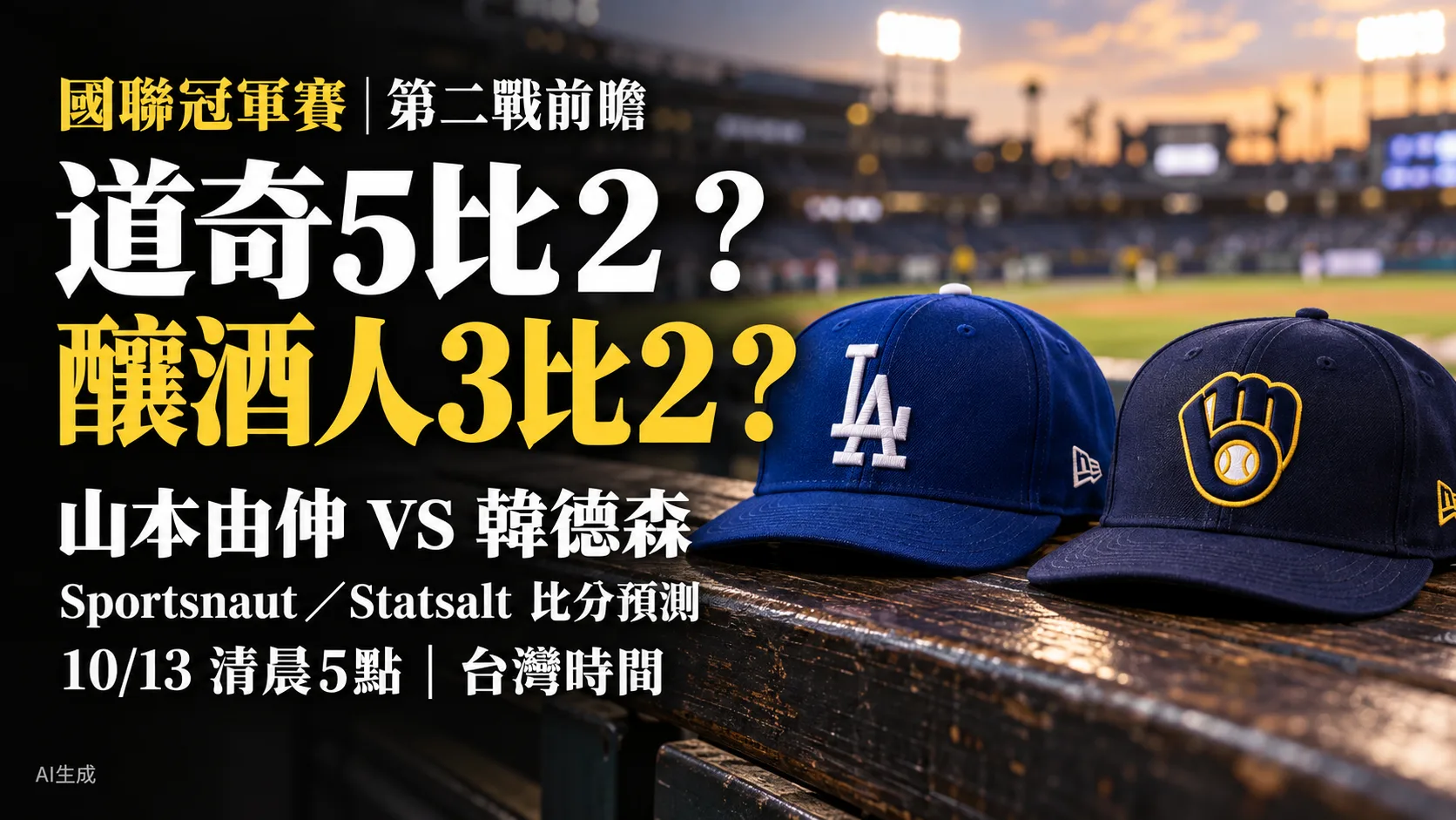 道奇釀酒人第二戰預測分歧！美媒押道奇5比2，也有人看好釀酒人3比2
