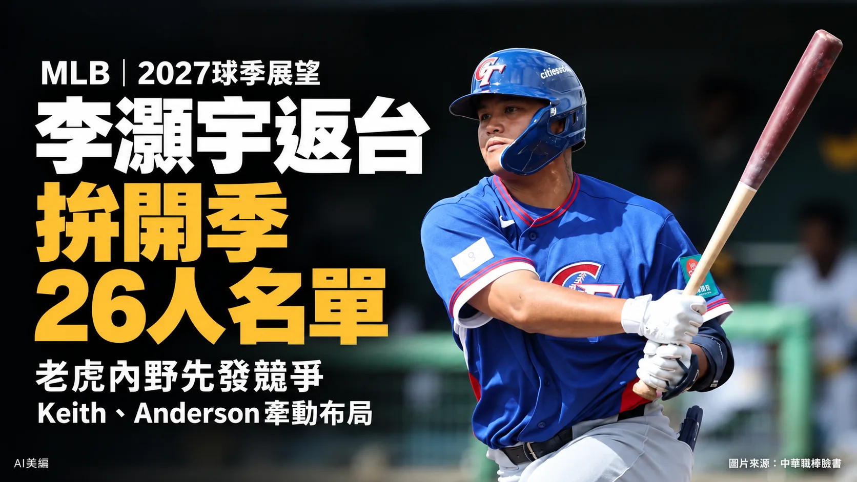 李灝宇返台拚開季26人名單！美媒解析老虎內野先發競爭