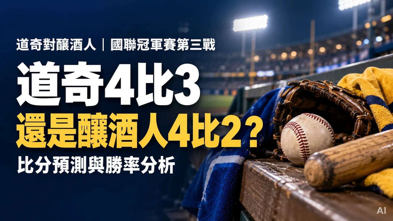 道奇4比3還是釀酒人4比2？國聯冠軍賽第三戰比分預測與勝率分析
