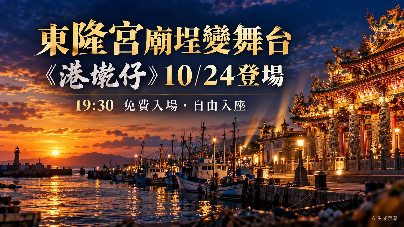東隆宮廟埕變舞台！《港墘仔》10/24免費演出，管罄、倪安東唱東港故事