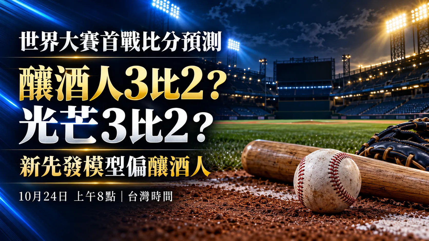 釀酒人3比2、光芒3比2？世界大賽首戰預測分歧，最新模型偏主隊