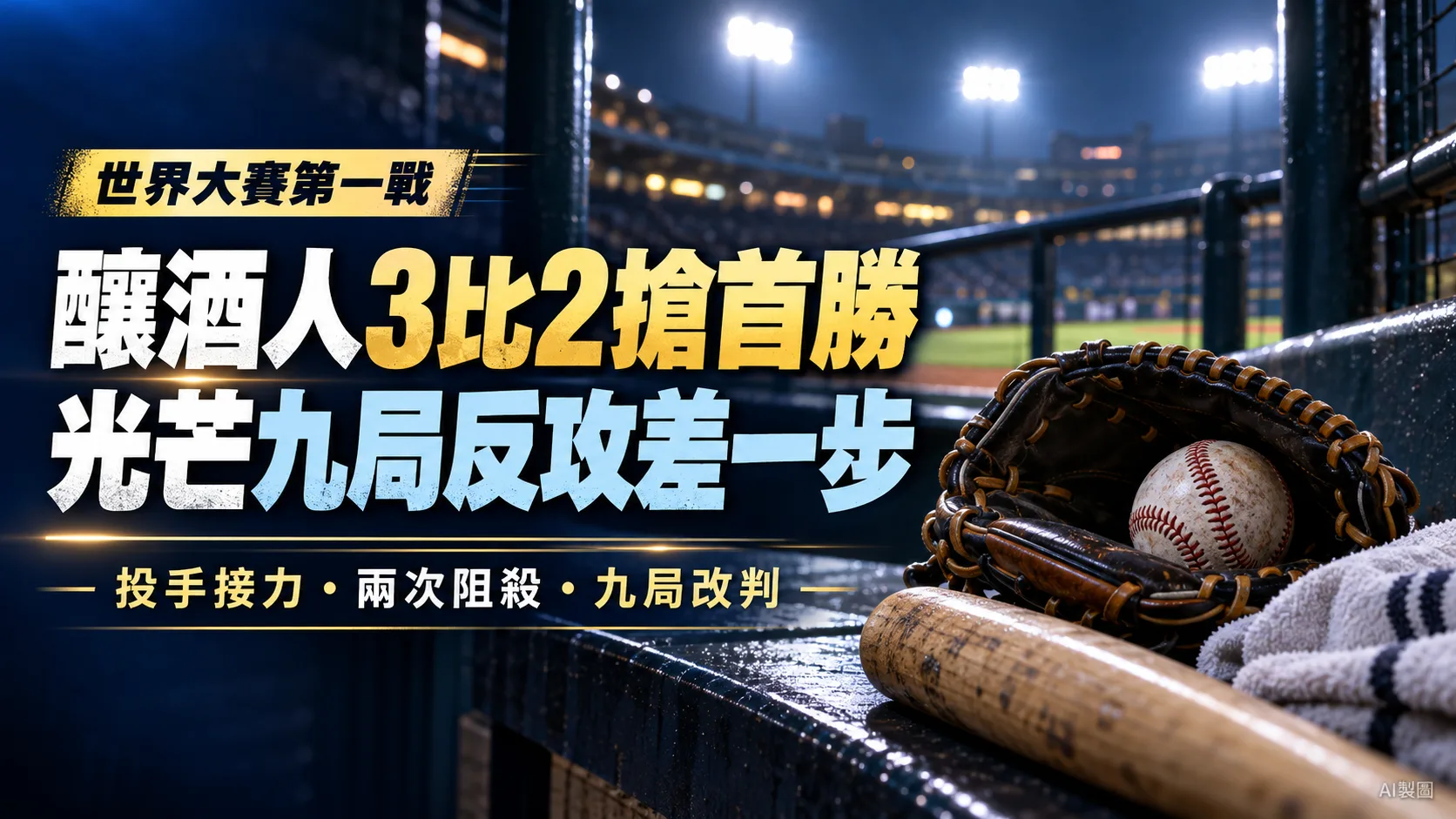 釀酒人3比2險勝光芒！世界大賽首戰外媒解析：兩次阻殺與九局改判成關鍵