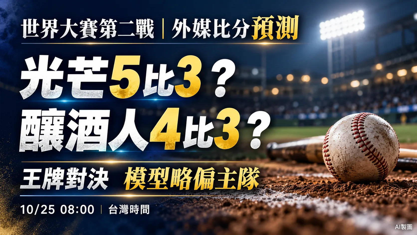 光芒5比3、釀酒人4比3？世界大賽第二戰預測分歧，王牌對決成關鍵