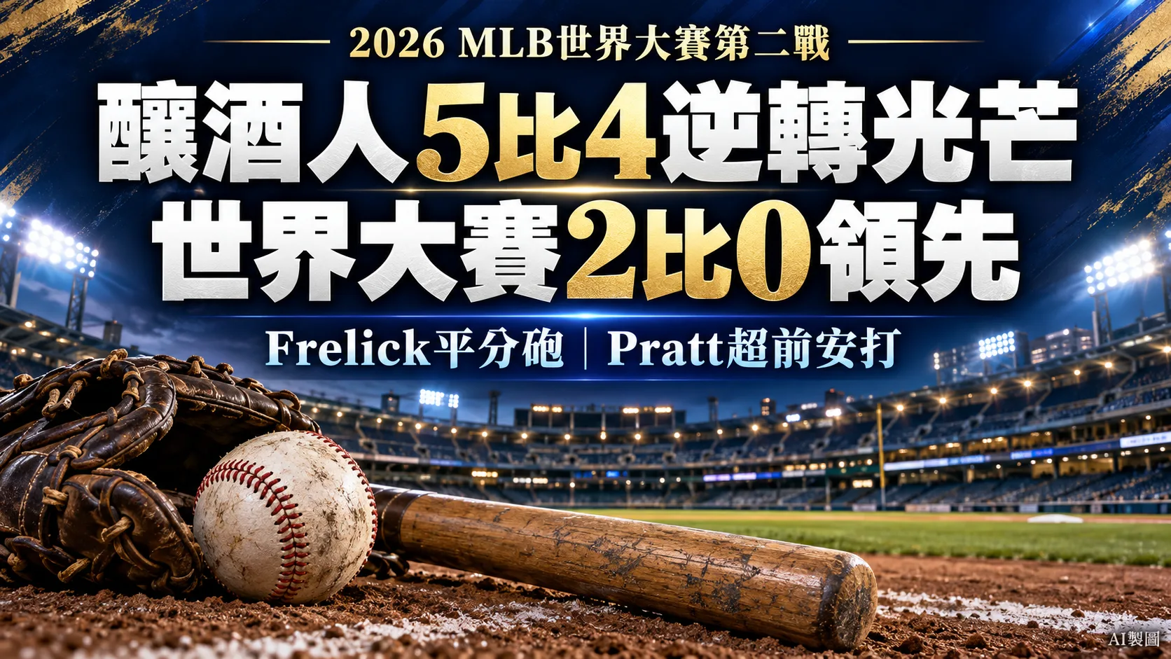 釀酒人5比4逆轉光芒！Frelick平分砲、Pratt超前安打，世界大賽2比0