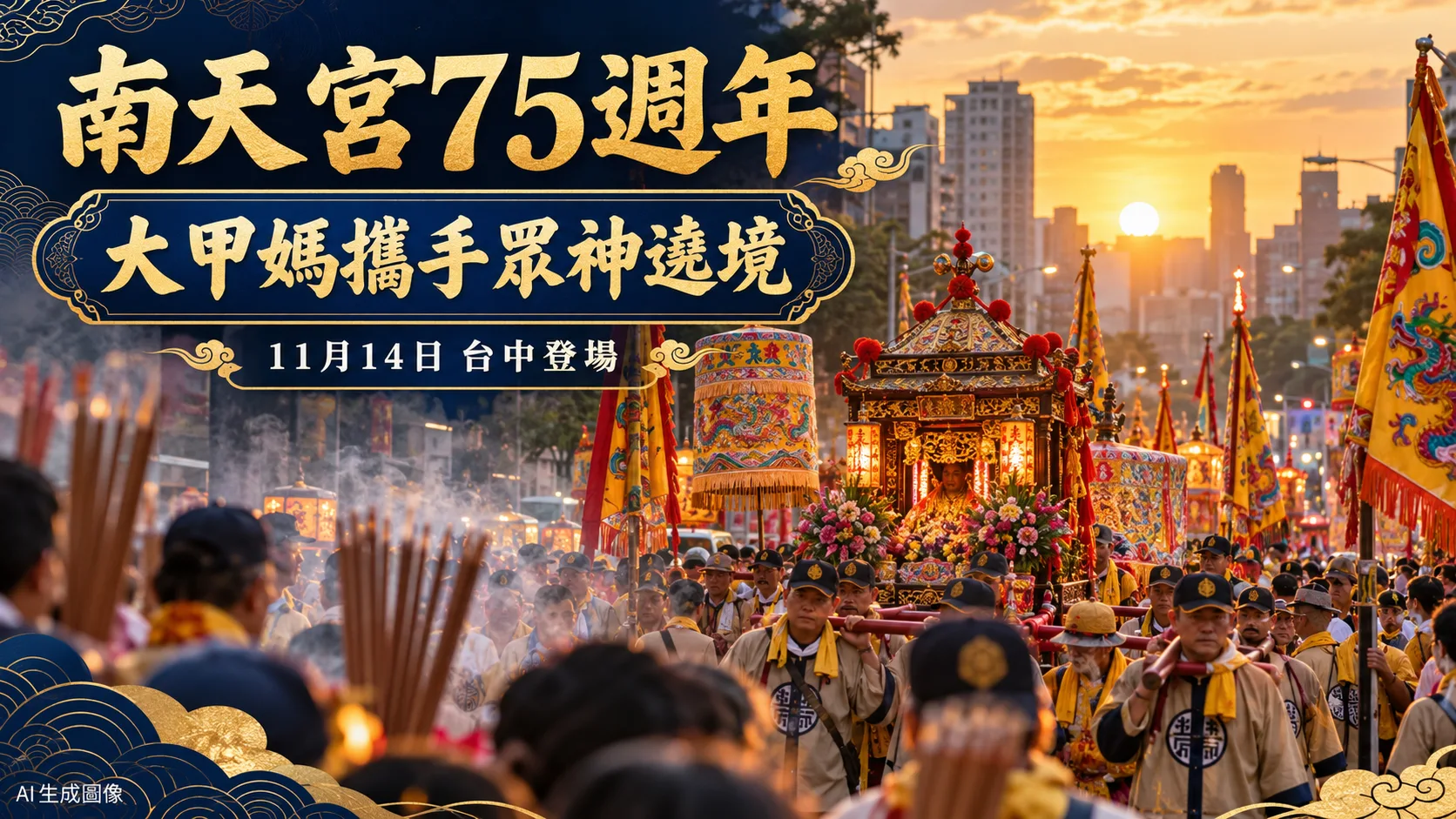 南天宮75週年遶境11/14登場！大甲媽、三清道祖同行　路線報名一次看