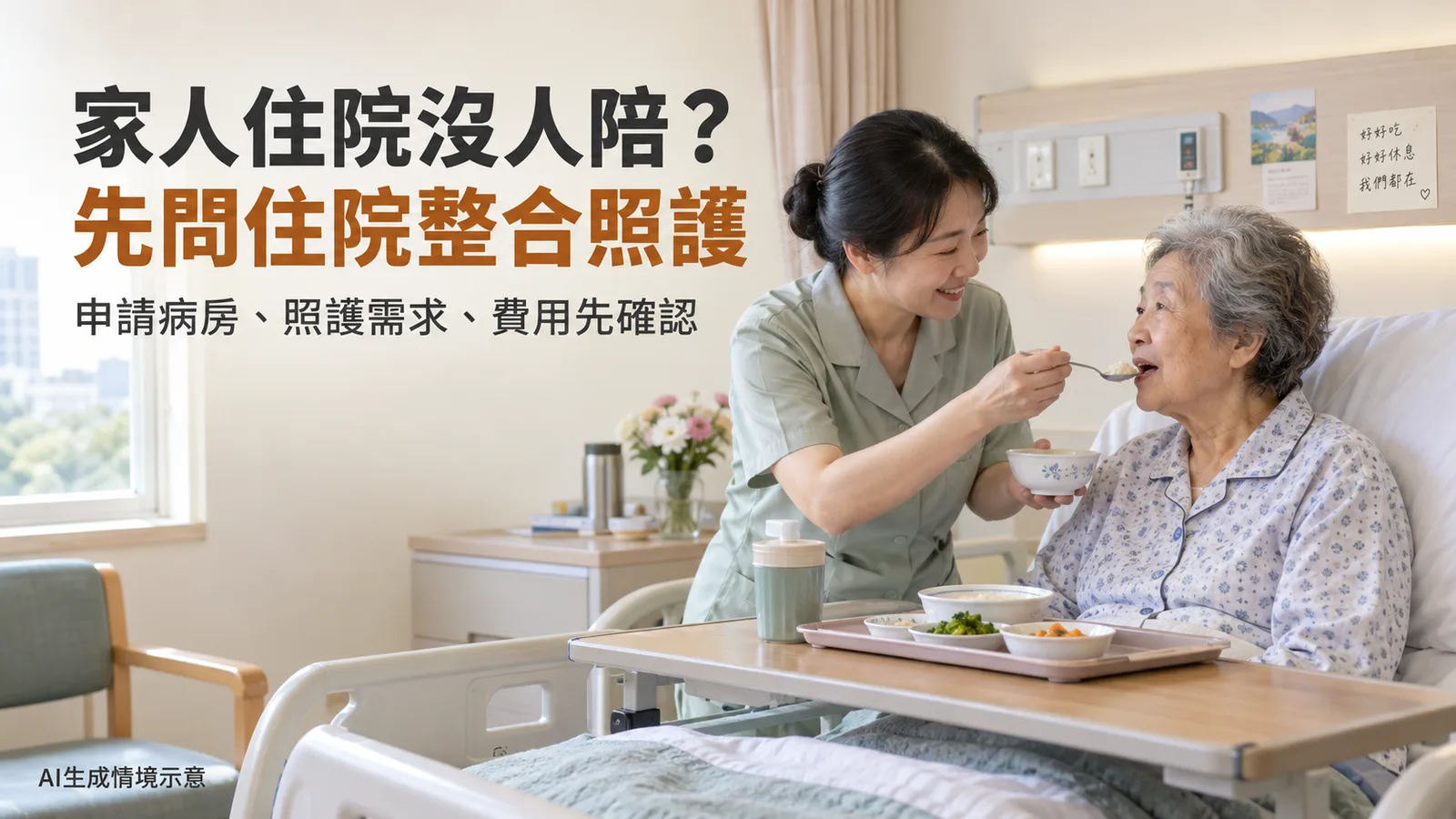 家人住院沒人陪？住院整合照護怎麼申請、費用怎麼算