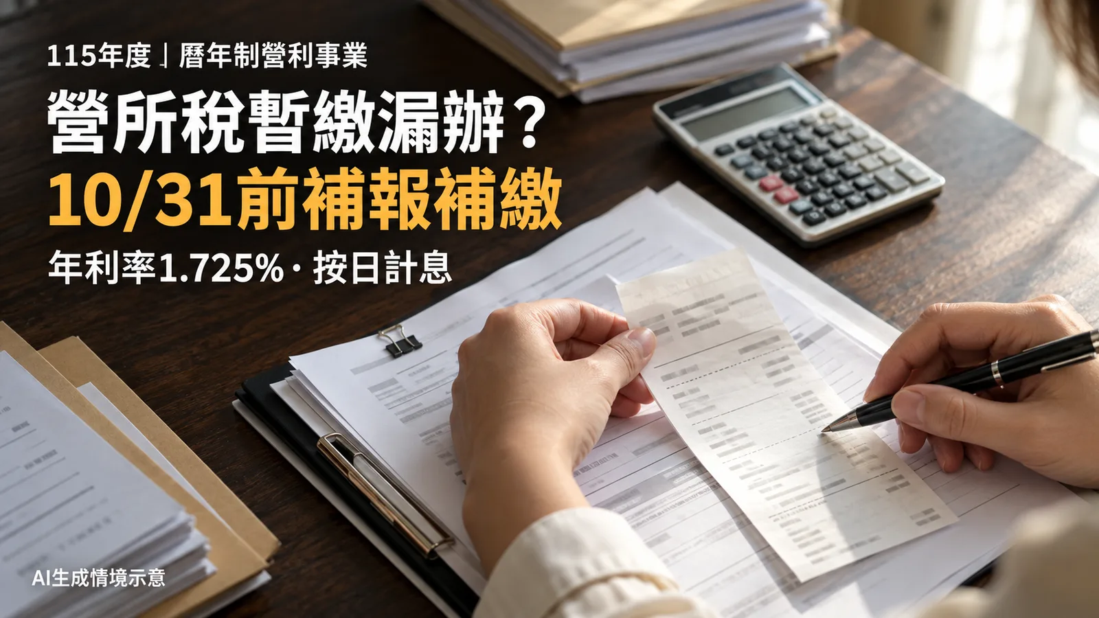 營所稅暫繳漏辦？國稅局提醒10月31日前補報補繳，利息按日計算