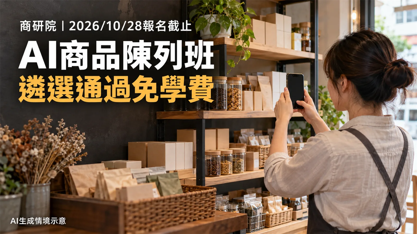 商研院AI商品陳列班10月28日截止，遴選通過免學費
