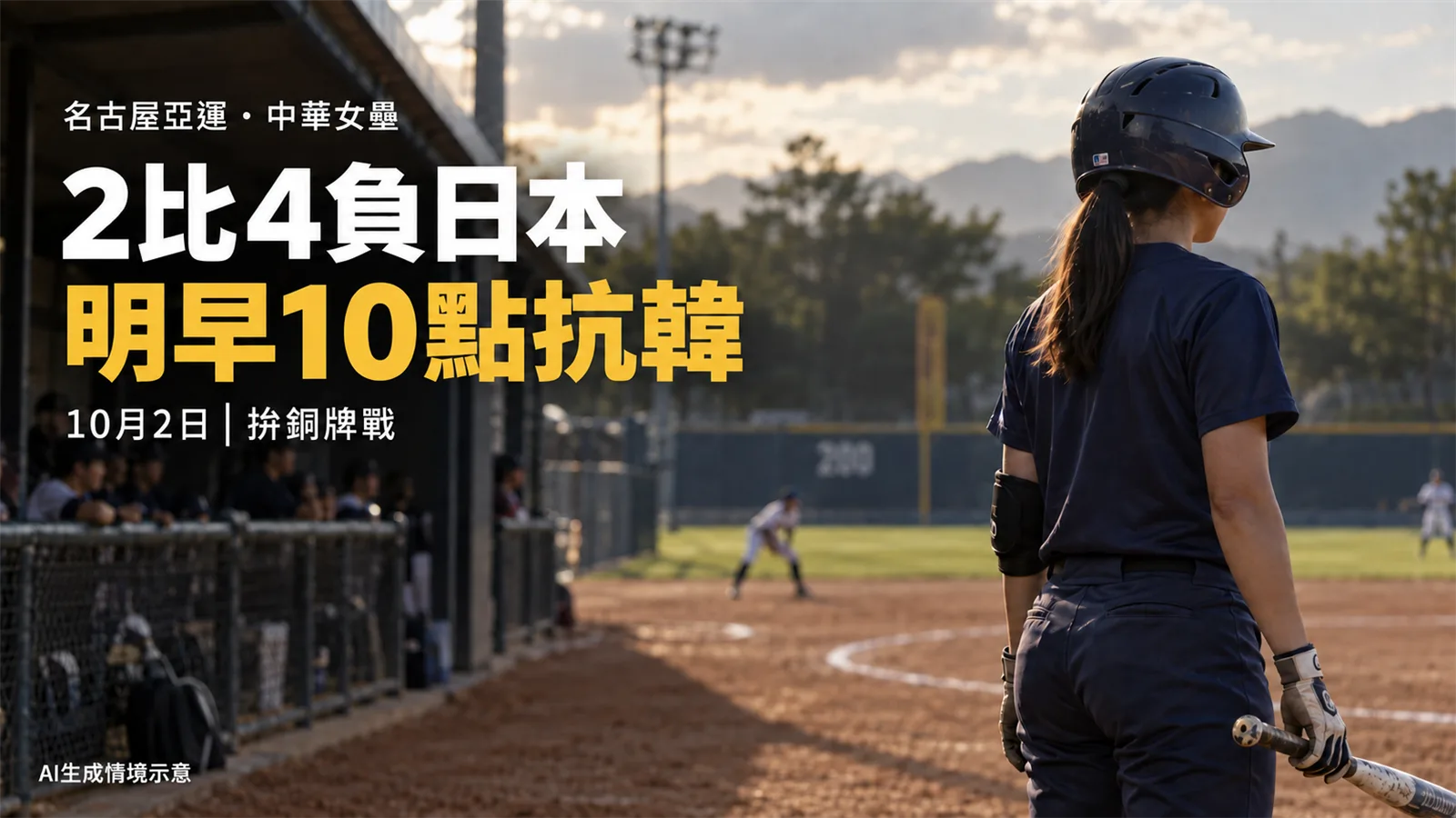 亞運女壘2比4負日本無緣爭金　明早10點抗韓拚銅牌戰